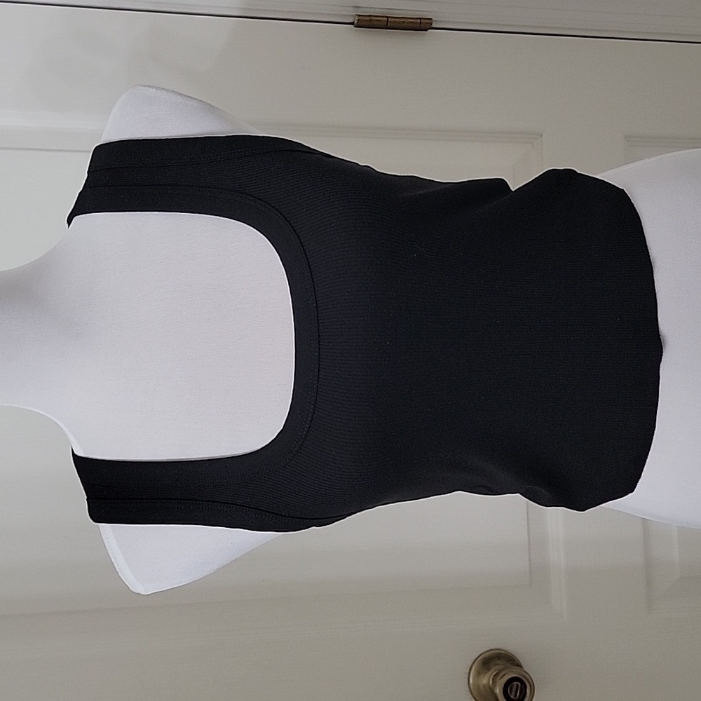 Divided Size S Black Short / Cropped Sleeveless Tank Top, Ribbed.  NEW with Tag